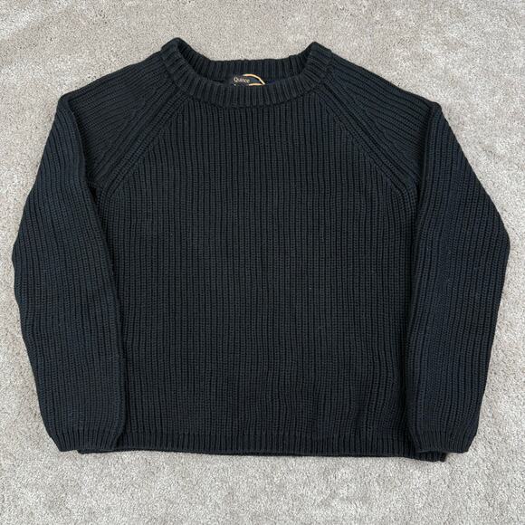 Quince Sweaters - Black Quince Chunky Ribbed Knit Crewneck Sweater Size S Preppy Cozy Minimalist